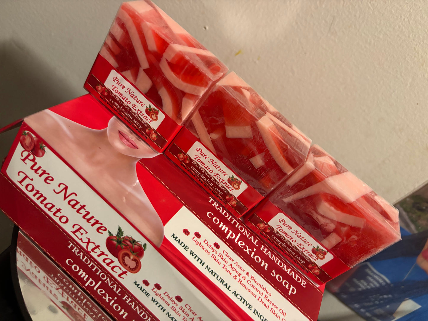 Organic tomato soap for acne and dark spots