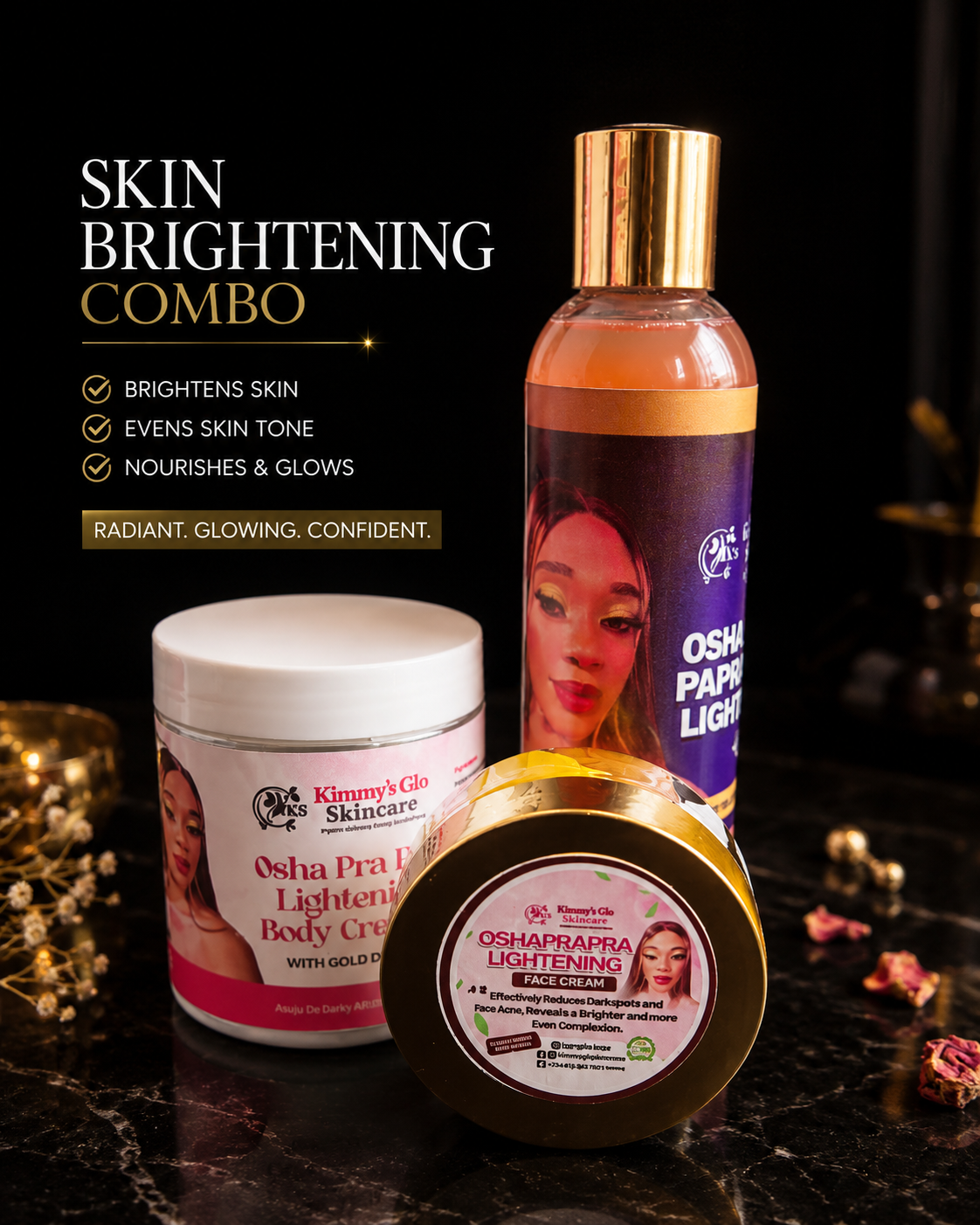 Oshaprapra face & body combo 3 pc